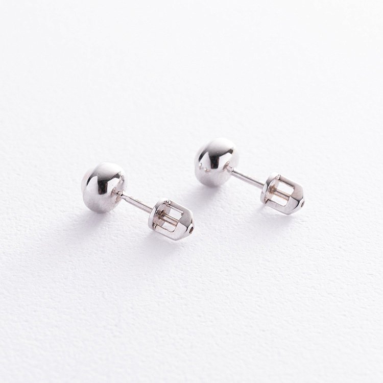 Сережки - пусети з перлами (біле золото) с08504 від ювелірного магазину Онікс - 5