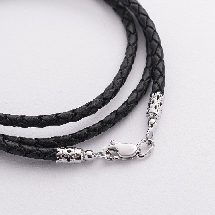 Кожаный шнурок с золотой застежкой (3мм) кол02595 от ювелирного магазина Оникс - 2