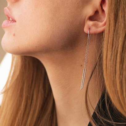 Серьги-протяжки в белом золоте с07109 №5