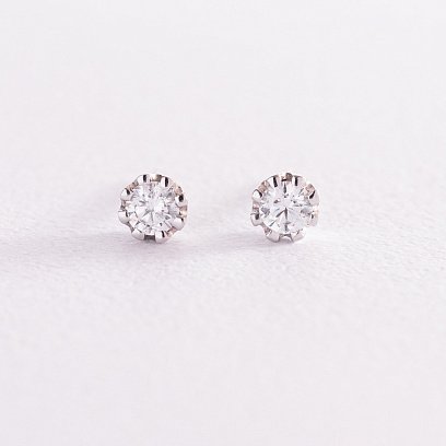 Золотые серьги - пусеты (фианит) с05853 №3