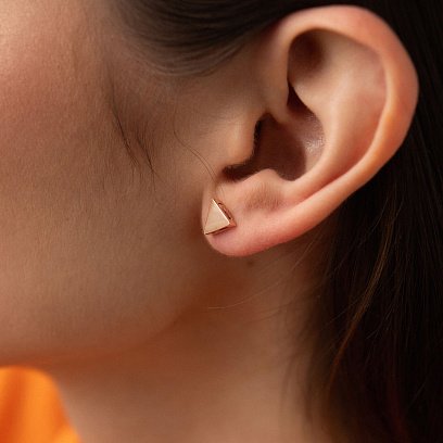 Золотые серьги - пусеты "Треугольники" с08145 №2