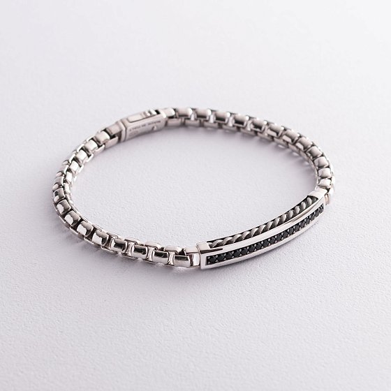 Серебряный мужской браслет с черной шпинелью ZANCAN EXB701 №3