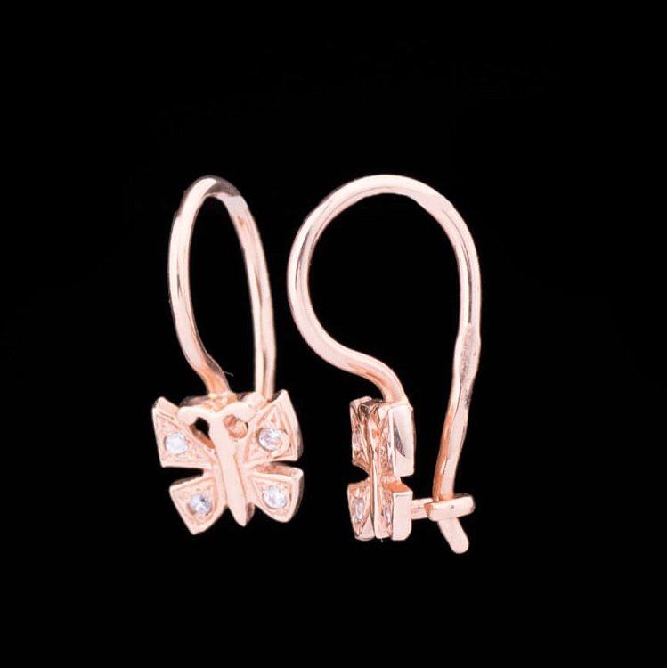 Дитячі золоті сережки "Метелики" с01219 від ювелірного магазину Онікс - 1