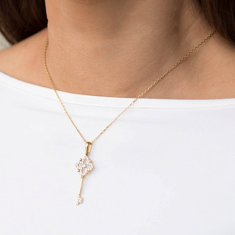 Золота підвіска "Ключик" (фіаніти) п02522 від ювелірного магазину Онікс - 2