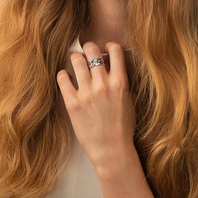 Широкое золотое кольцо "Catalina" к08185 №2