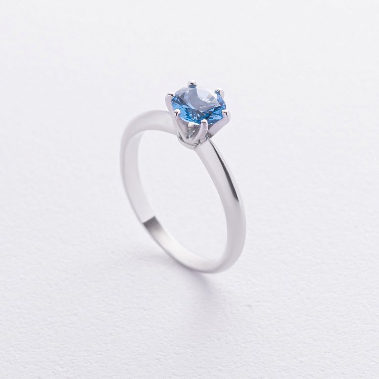 Срібна каблучка з топазом "Лондон Блакитний" 1851/1р-QLB від ювелірного магазину Онікс