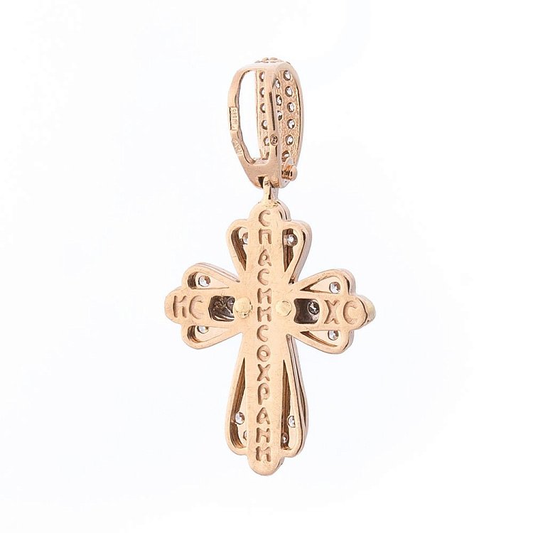 Золотий хрестик з фіанітами 540106 від ювелірного магазину Онікс - 1