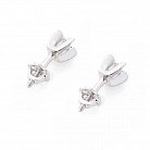 Срібні сережки-пусети з фіанітами 12327 от ювелирного магазина Оникс - 2