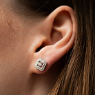 Золотые серьги - пусеты "Клевер" с бриллиантами сб0637ca от ювелирного магазина Оникс - 3