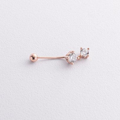 Золотий пірсинг у пупок (фіаніти) пир00270 №2