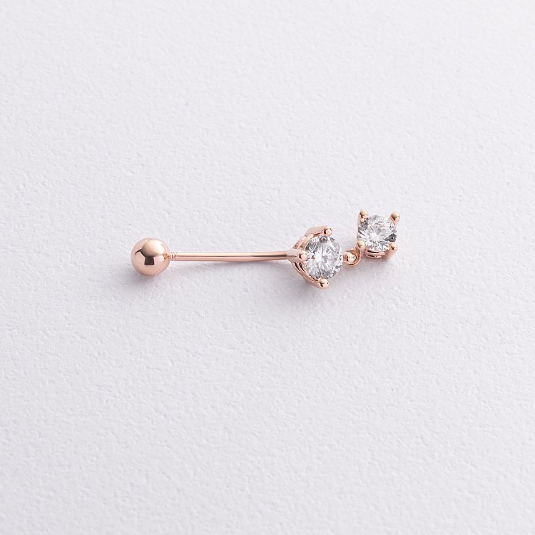 Золотий пірсинг у пупок (фіаніти) пир00270 - 1 Золотий пірсинг у пупок (фіаніти) пир00270 від ювелірного магазину Онікс - 1