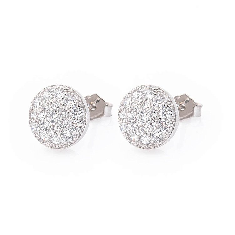 Серебряные серьги-пусеты с фианитами 121692 от ювелирного магазина Оникс