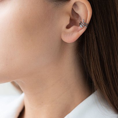 Срібна сережка - каффа "Змія" 122833 №2