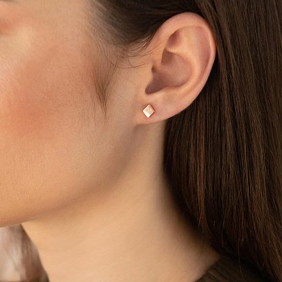 Золотые серьги-пусеты "Ромбы" с06053 №2