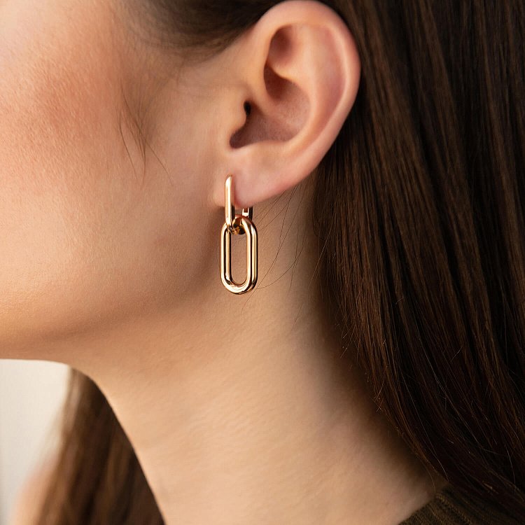 Сережки "Розмарі" у червоному золоті 2 в 1 с08428 від ювелірного магазину Онікс