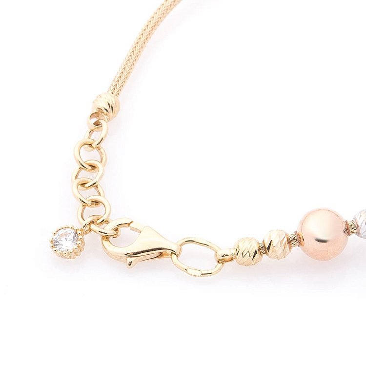 Золотий браслет "Сердечко з ключиком" (фіаніт) б04006 від ювелірного магазину Онікс - 2