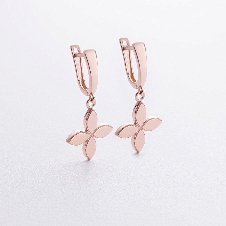 Серьги "Клевер" в красном золоте с07127 от ювелирного магазина Оникс - 2