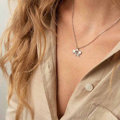 Колье "Я люблю Украину" в серебре 4036 №2