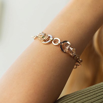 Браслет "Пантера" в красном золоте (фианиты) б05310 №2