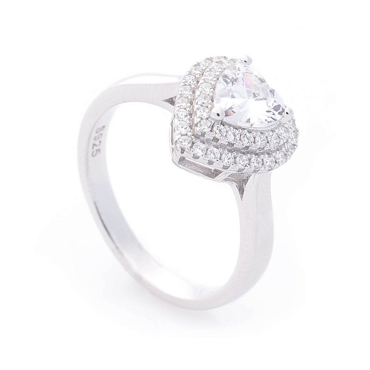 Срібний перстень "Сердечко" з фіанітами 112107 від ювелірного магазину Онікс