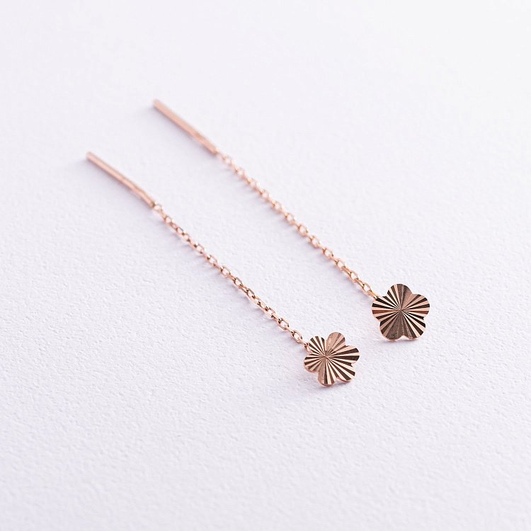 Золотые серьги-протяжки "Цветочки" с05790 от ювелирного магазина Оникс