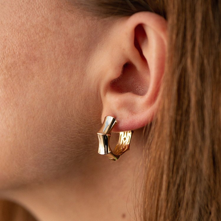 Серьги - кольца "Selesta" в желтом золоте с08948 от ювелирного магазина Оникс - 8