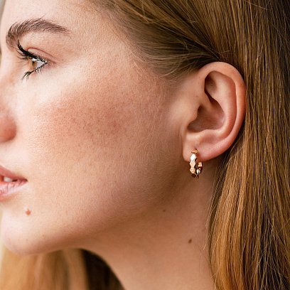 Сережки з червоного золота на англійській застібці с06385 №4