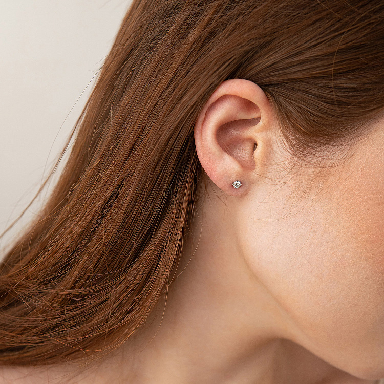 Моносережка з фіанітом (біле золото) с09143 від ювелірного магазину Онікс - 3