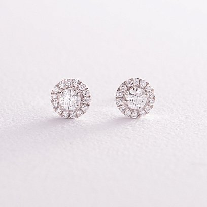 Золоті сережки - пусети з діамантами сб0415cha