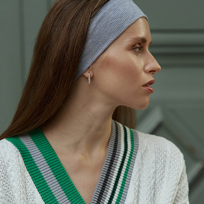 Золоті сережки з білими фіанітами с09503 №5