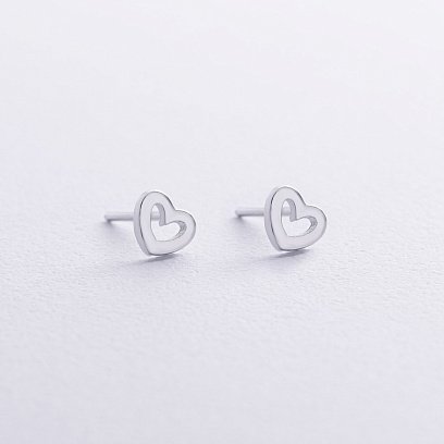 Срібні сережки - пусети "Сердечка" 122751