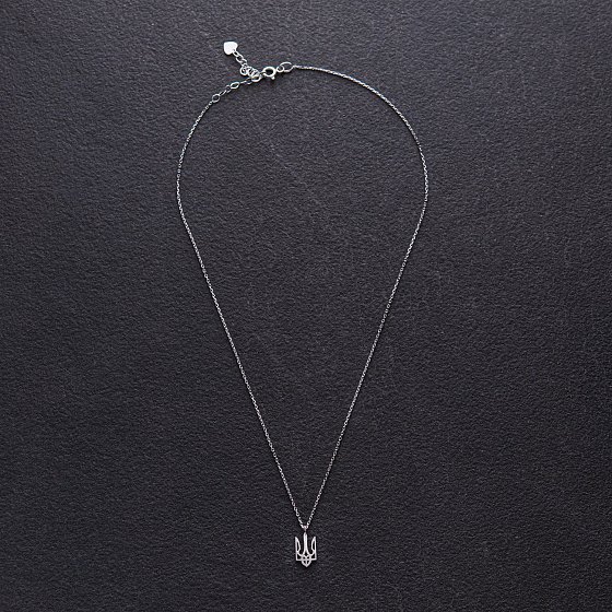 Кольє "Герб України - Тризуб" у білому золоті (маленький) кол02331 №3