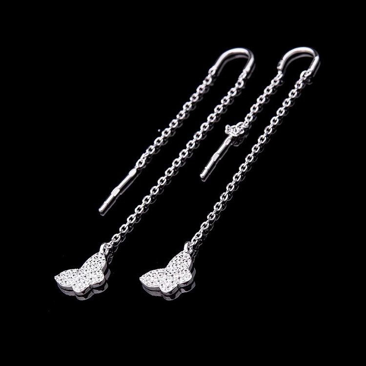 Серебряные серьги "Бабочки" с фианитами 121744 от ювелирного магазина Оникс