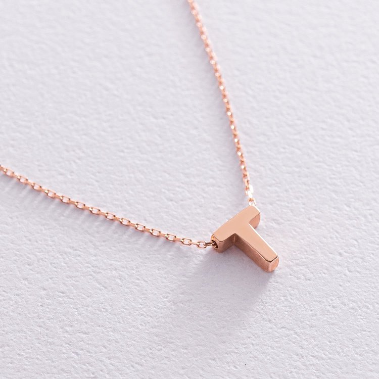 Кольє з буквою "Т" в червоному золоті кол01256Т від ювелірного магазину Онікс