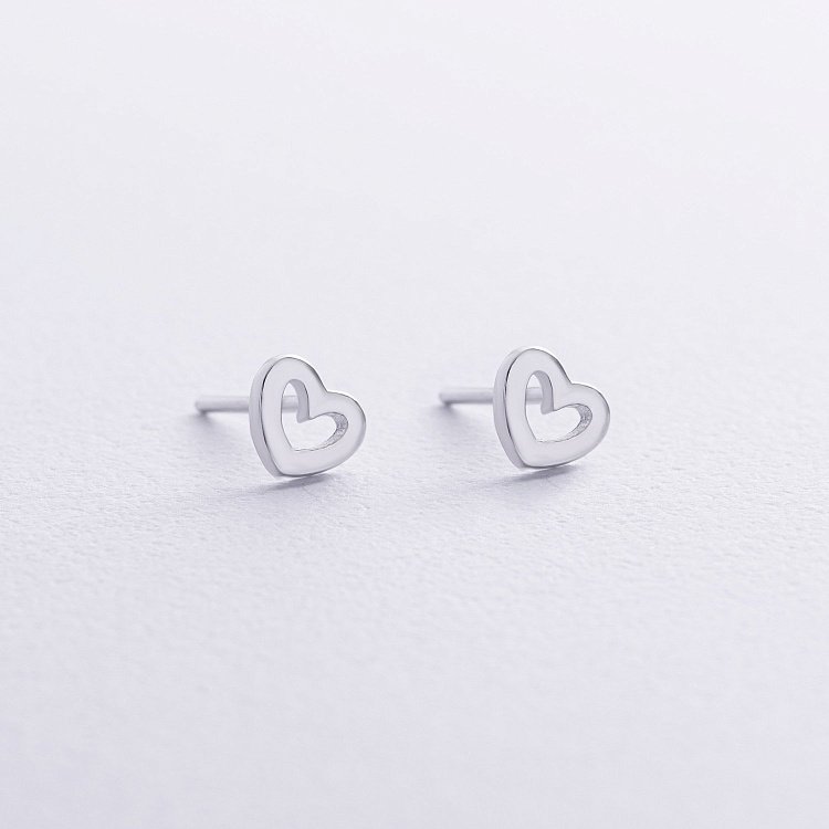 Срібні сережки - пусети "Сердечка" 122751 від ювелірного магазину Онікс