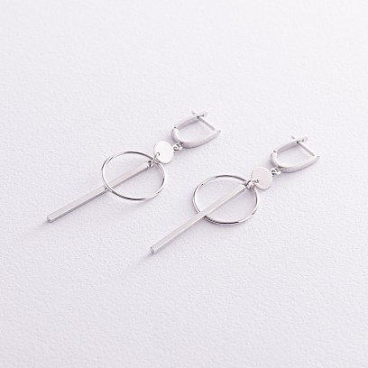 Серьги "Геометрия" в белом золоте с08153 №4