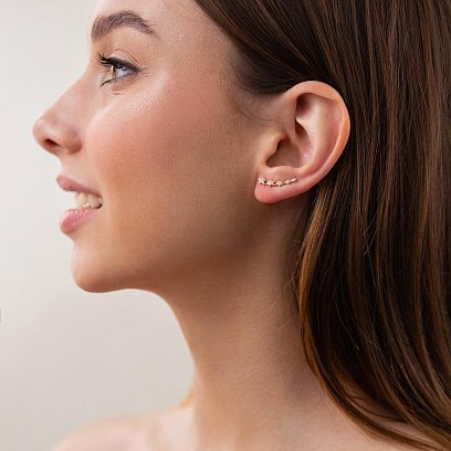 Серьги - клаймберы "Звездочки" в красном золоте с08200 №4