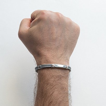 Мужской браслет с серебряной и золотой вставкой Zancan EXB577R-GR №2