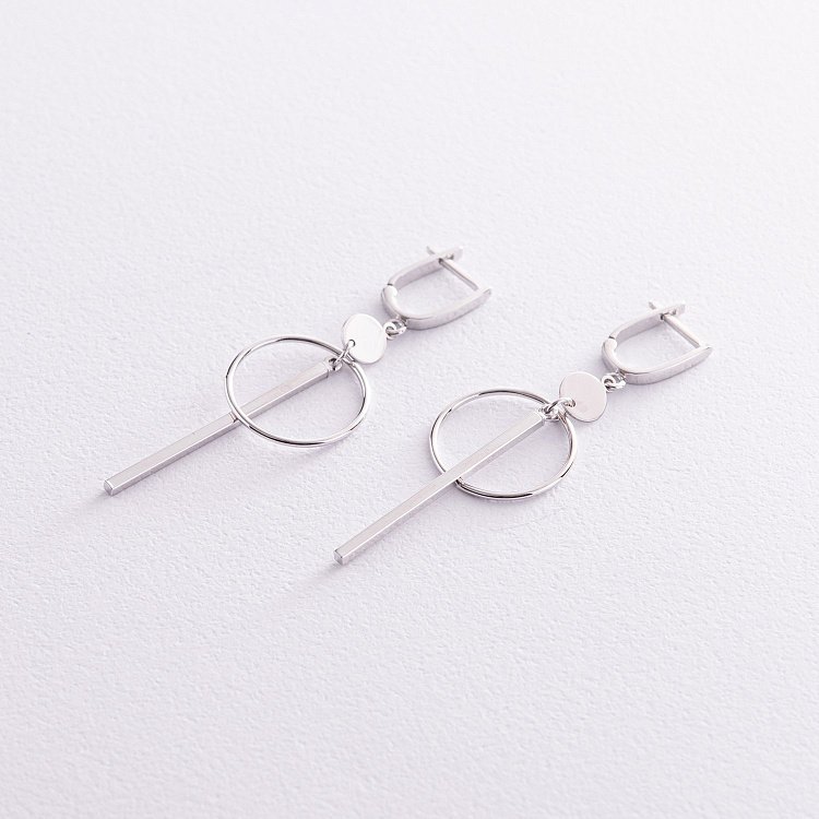 Серьги "Геометрия" в белом золоте с08153 от ювелирного магазина Оникс - 3