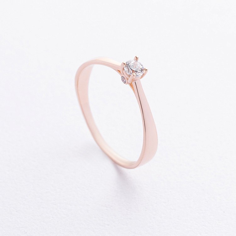 Заручальна золота каблучка з фіанітом к08225 від ювелірного магазину Онікс