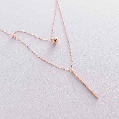 Подвійне золоте кольє "Хлоя" з кулькою кол01864 №3