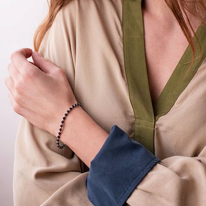 Серебряный браслет Шарики с ониксом 141537 №2