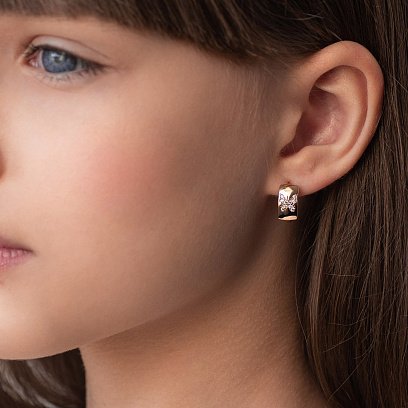 Золоті сережки "Метелики" (фіаніт) с05412 №3