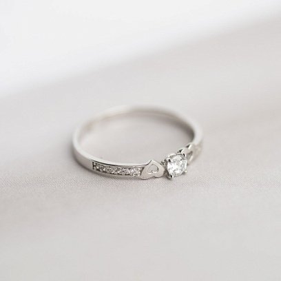 Золота заручальна каблучка "Сердечка" (фіаніти) к05984 №6