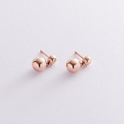 Серьги - пусеты "Margo" с шариками (красное золото) с08239