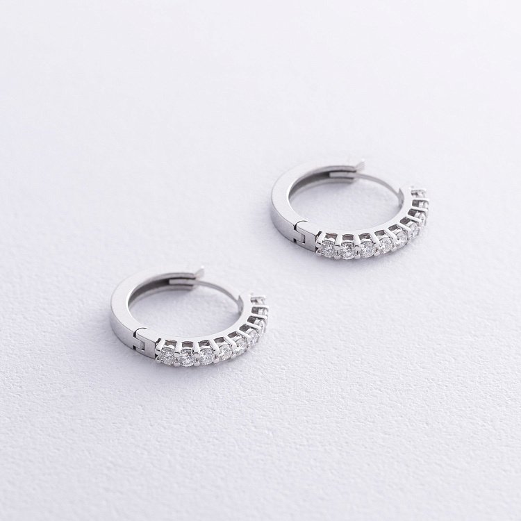 Золотые серьги - кольца с бриллиантами 314261121 от ювелирного магазина Оникс - 2