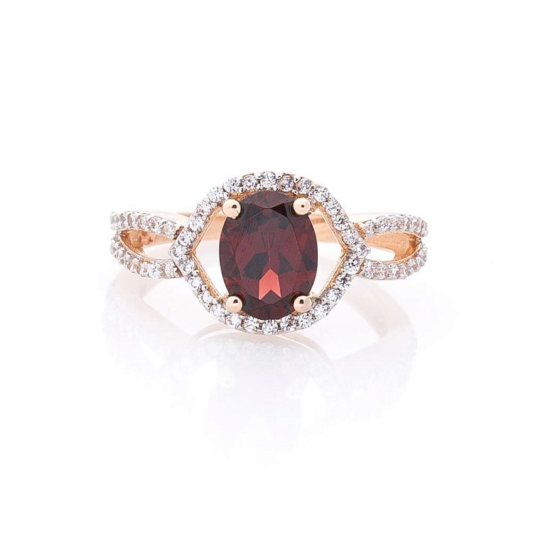 Золотые серьги с пиропом (гранатом) и фианитами с04194 от ювелирного магазина Оникс - 2