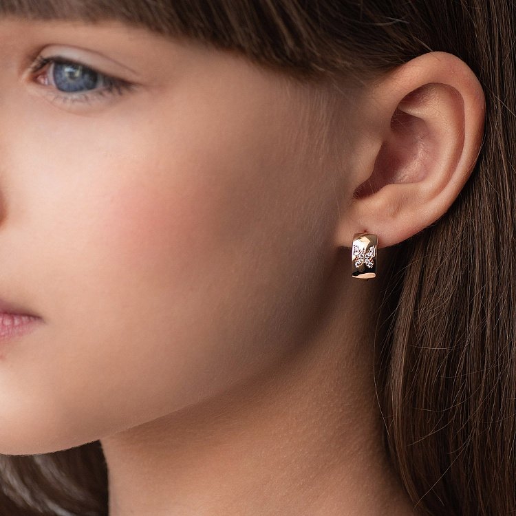 Золоті сережки "Метелики" (фіаніт) с05412 від ювелірного магазину Онікс - 2