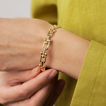 Жесткий браслет "Фантазия" в красном золоте б05836 №4