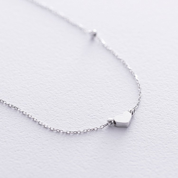 Браслет на ногу "Сердечко" у білому золоті б05346 від ювелірного магазину Онікс - 2